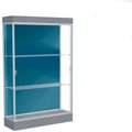 Waddell Display Case Of Ghent Edge Lighted Floor Case, Blue Steel Back, Satin Frame, 6" Carbon Mesh Base, 48"W x 76"H x 20"D 92LFBS-SN-CM